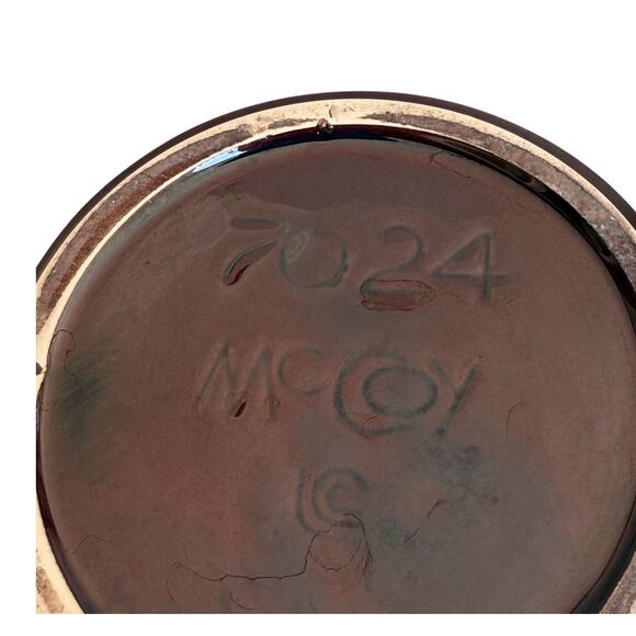 VTG McCoy Brown Drip COOKIE JAR Canister & Lid 9.25" Bean Pot Handles 60's Style - Picture 5 of 7